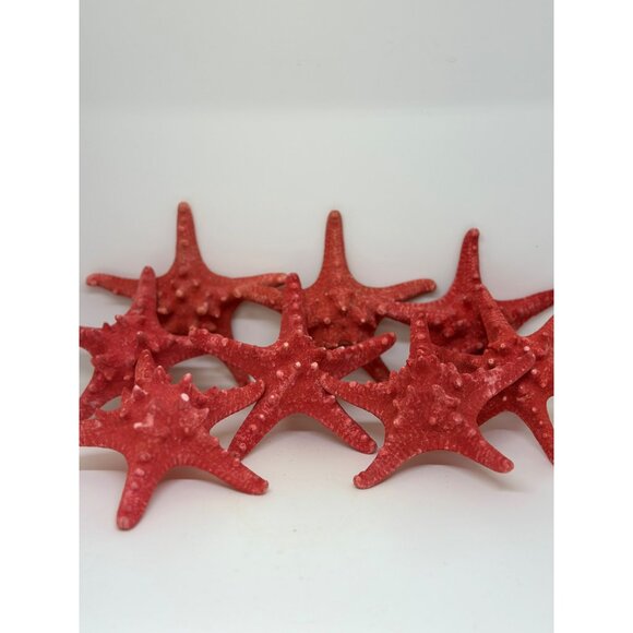 Red Decorative Starfish Set of 8 - 5" Textured Coastal Beach Nautical Decor - Picture 1 of 10